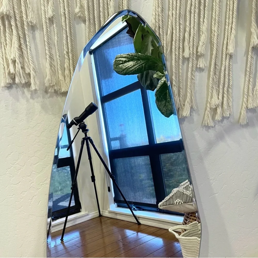 NEW West Elm Modern Full Length Boho Curved Assymetrical Wall Hanging Mirror 47